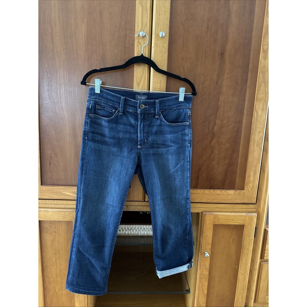 NYDJ Marilyn Crop Capri Dark Wash Stretch Denim Petite Size 6P Lift X Tuck